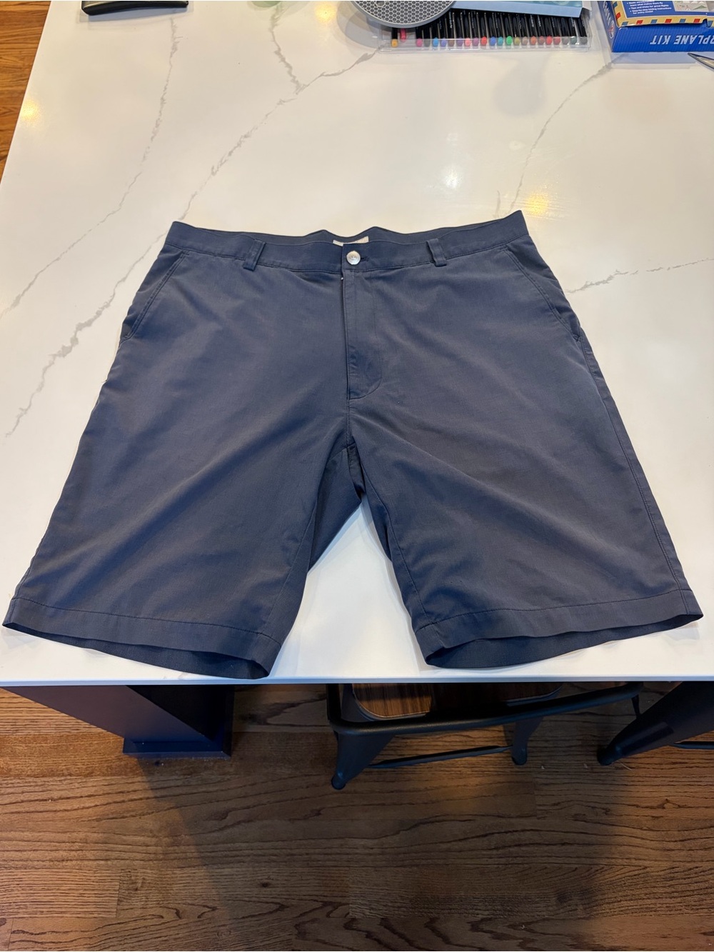 Peter Millar Navy Flat-Front Performance Shorts - Waist 36”